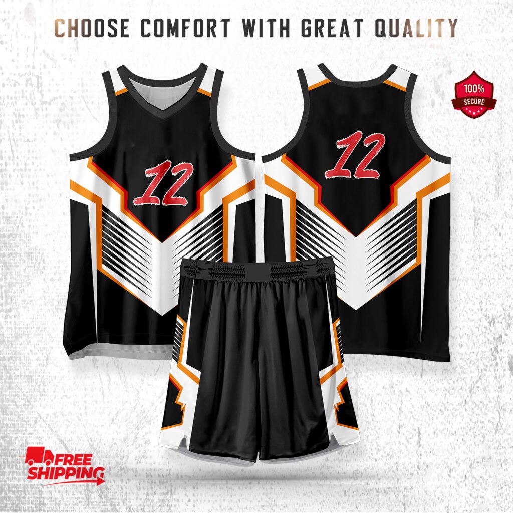 Black & Gold Design Sublimated Basketball Uniform