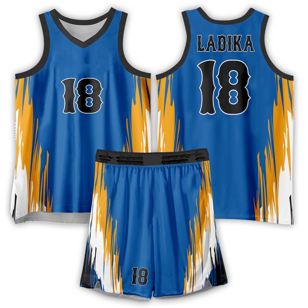 Blue & Yellow Basketball Uniform Dynamic Skyline Edition