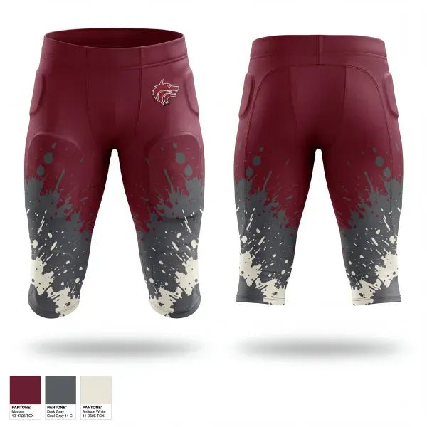 Custom Maroon & Grey Sublimated American Football Padded Pants