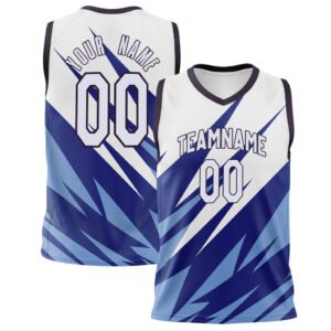 Custom White Black Sublimation Basketball V-Neck Jersey