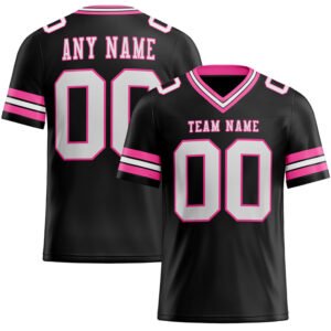 Custom Black White-Pink Authentic Football Fan Jersey