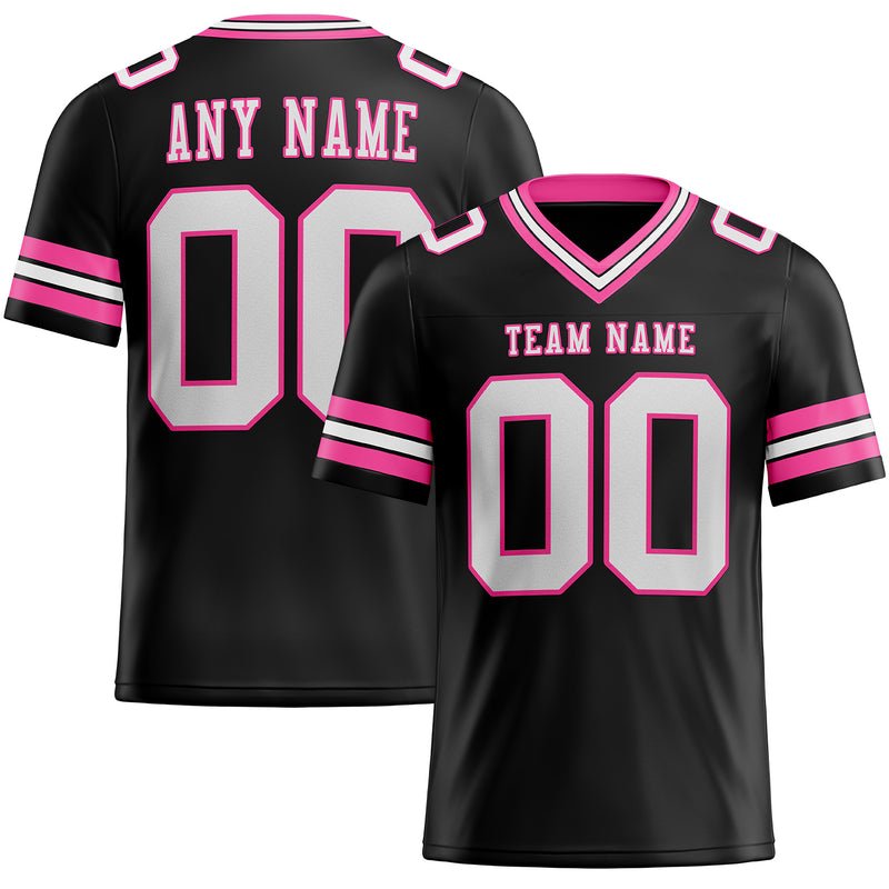 Custom Black White-Pink Authentic Football Fan Jersey