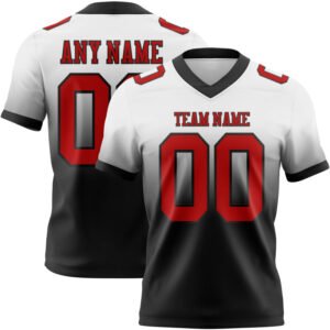 White Red-Black Authentic Fade Fashion Football Fan Jersey