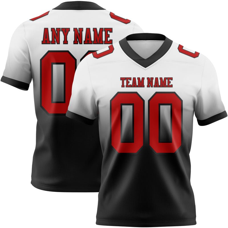 White Red-Black Authentic Fade Fashion Football Fan Jersey