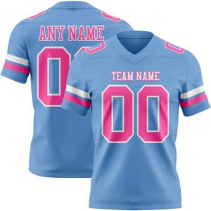 Light Blue Pink-White Authentic Football Fan Jersey