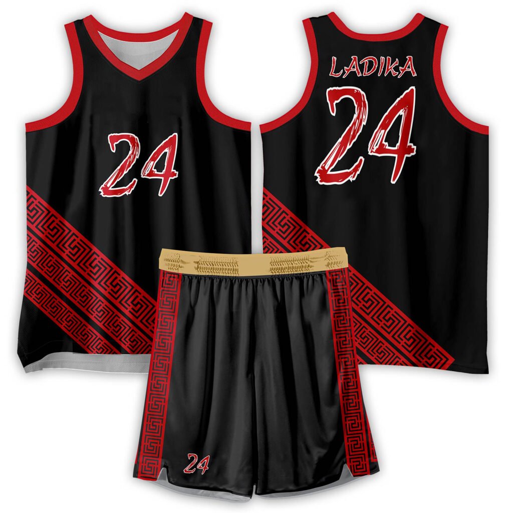 Red & Black Basketball Uniform Classic Streetball Set