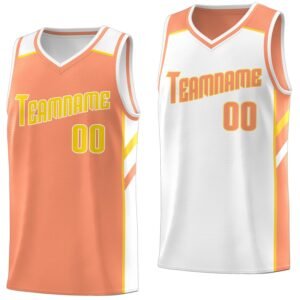 Orange White Double Side Tops Training Basketball Practice Jersey