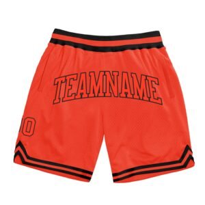 Custom Orange-Black Throwback Basketball Shorts
