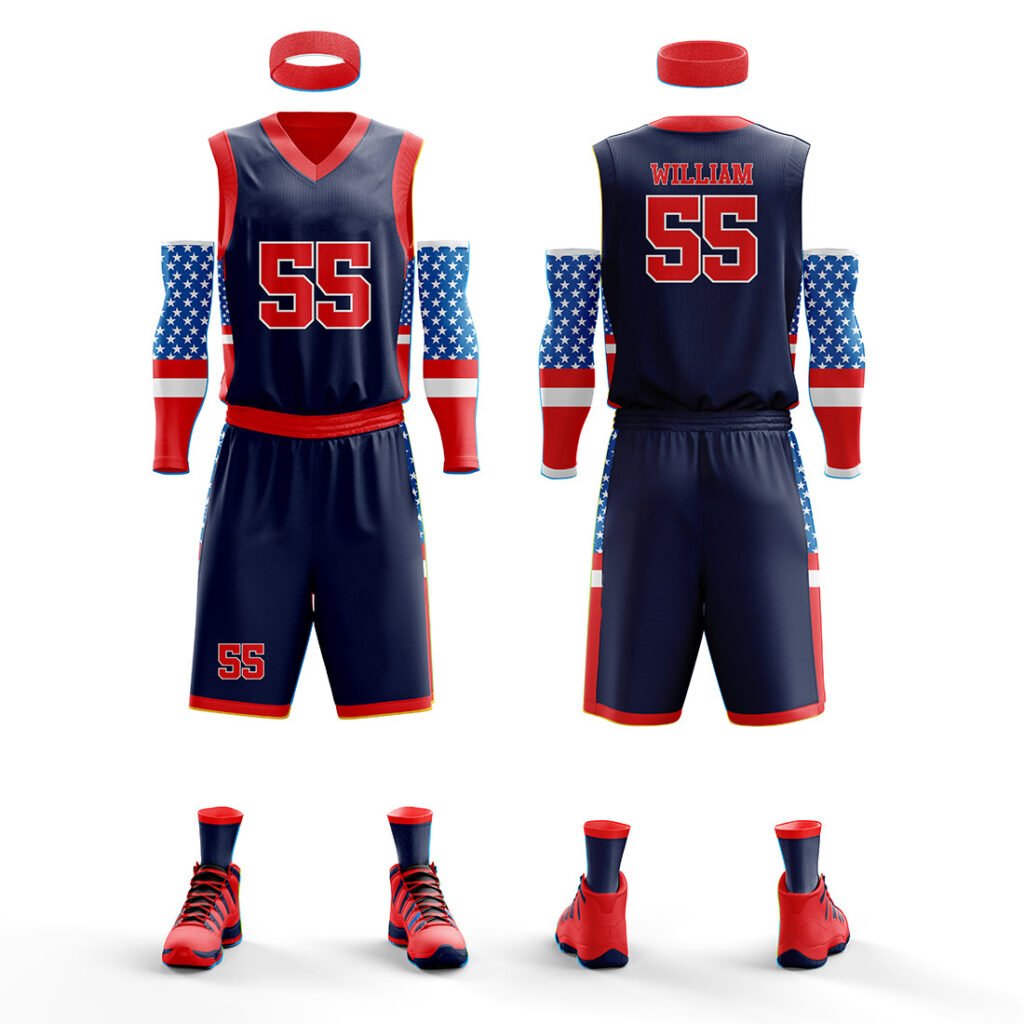 Red & Blue Basketball Uniform Custom Sublimated Team Set