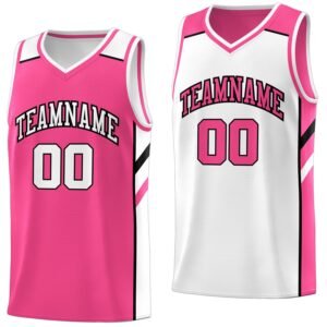 Pink White Double Side Breathable Training Basketball Jersey