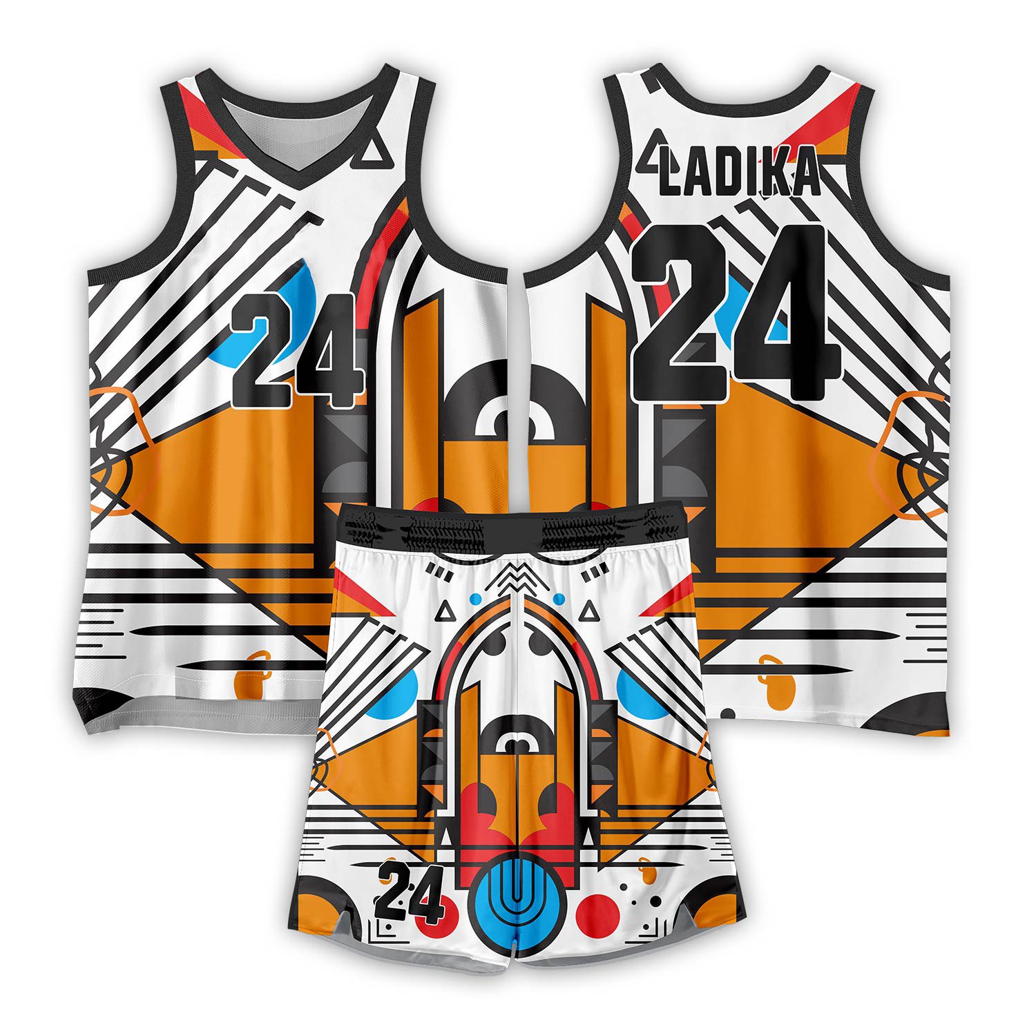 White & Orange Basketball Uniform Retro Court Edition