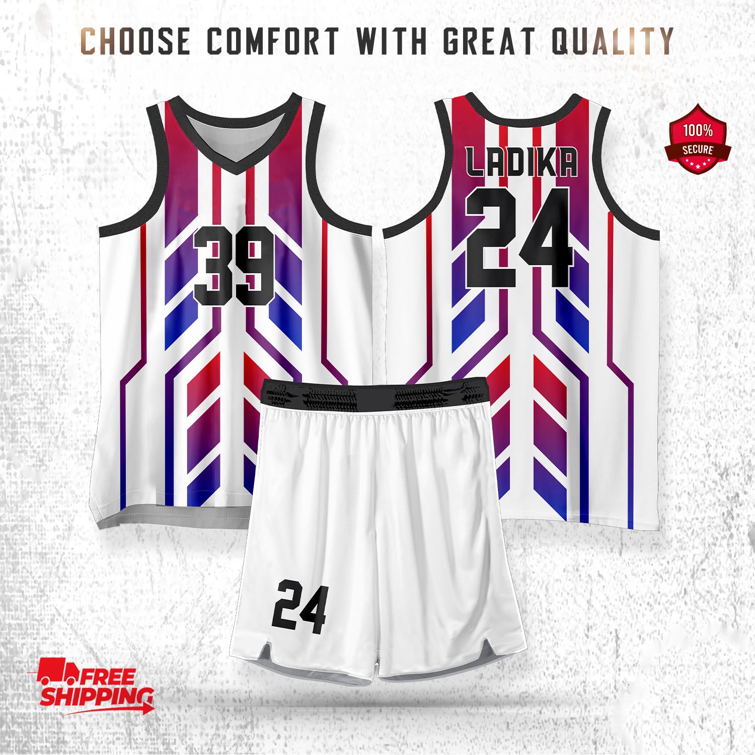 White & Purple Basketball Uniform Prism Court Edition
