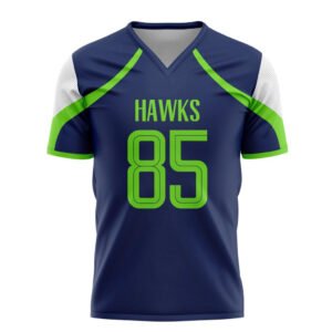 Custom Sublimated Navy & Lime Green FootballFan Jersey