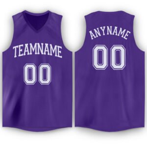 Purple White V-Neck Basketball Jersey