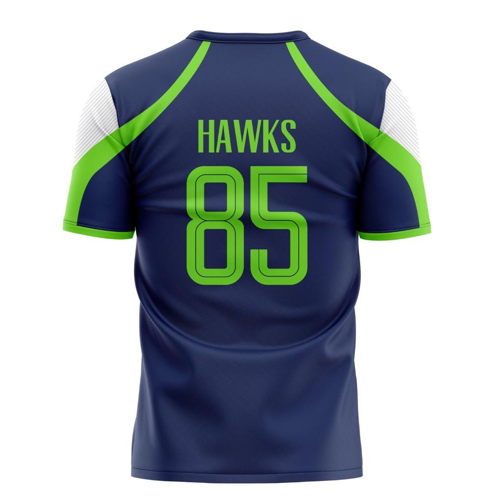 Custom Sublimated Navy & Lime Green FootballFan Jersey - Image 2