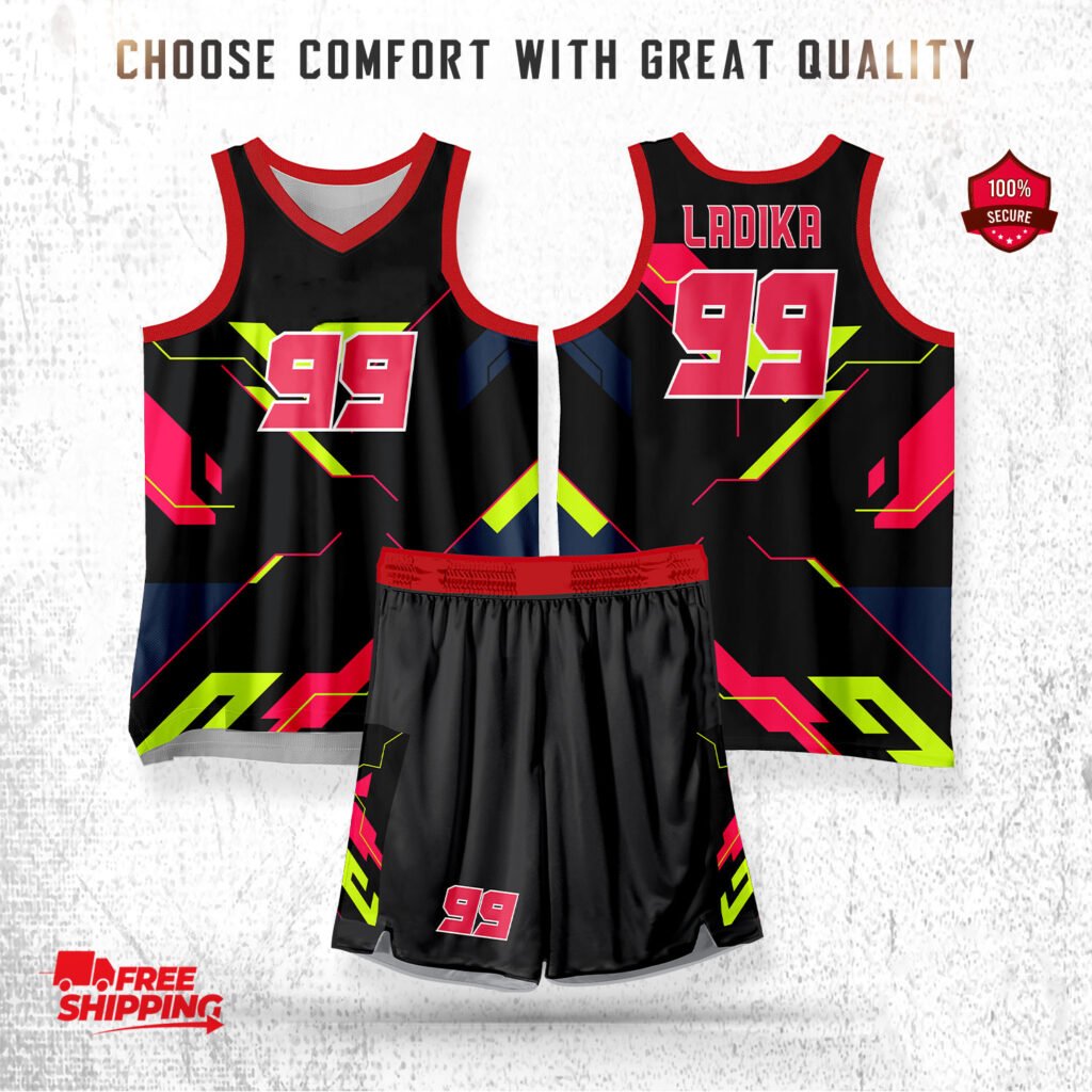 Black & Neon Green Basketball Uniform Cyber Strike Edition