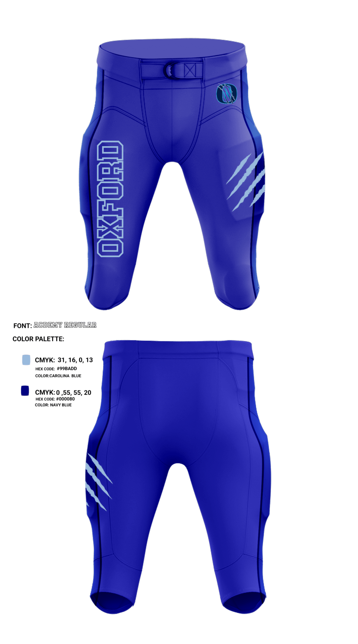 Lightweight Compression Fit Blue Color Performance American Football Uniform Pant