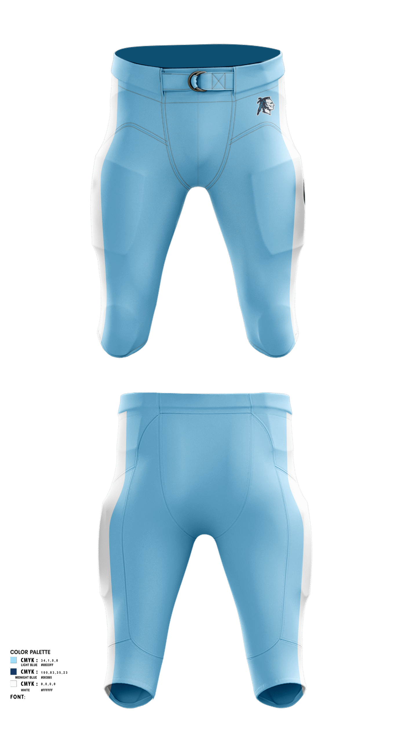 Lightweight Compression Fit Blue Color Performance American Football Uniform Pant - Image 2
