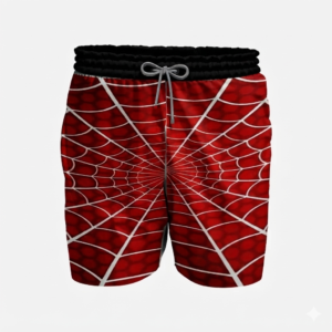 Custom Red & Black Spider Web Basketball Athletic Performance Shorts