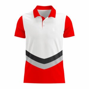 Red and White Basketball Polo Shirt