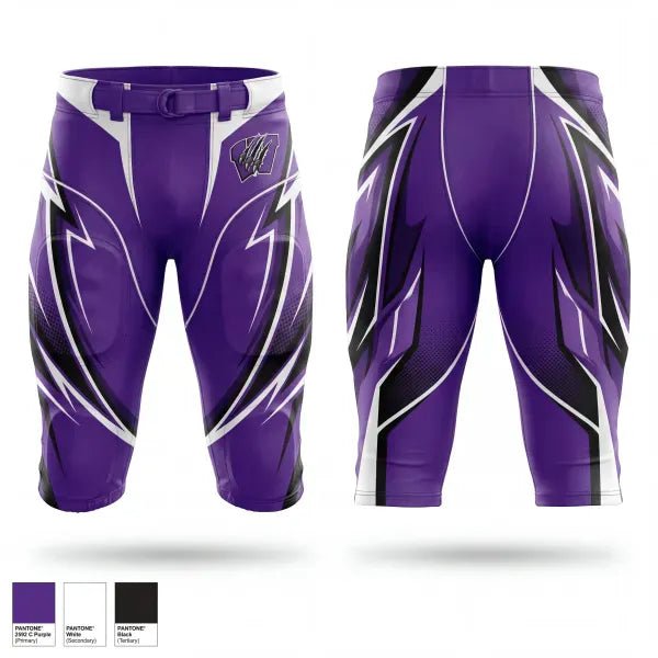 Elite Purple Custom Football Pants with Integrated Belt |